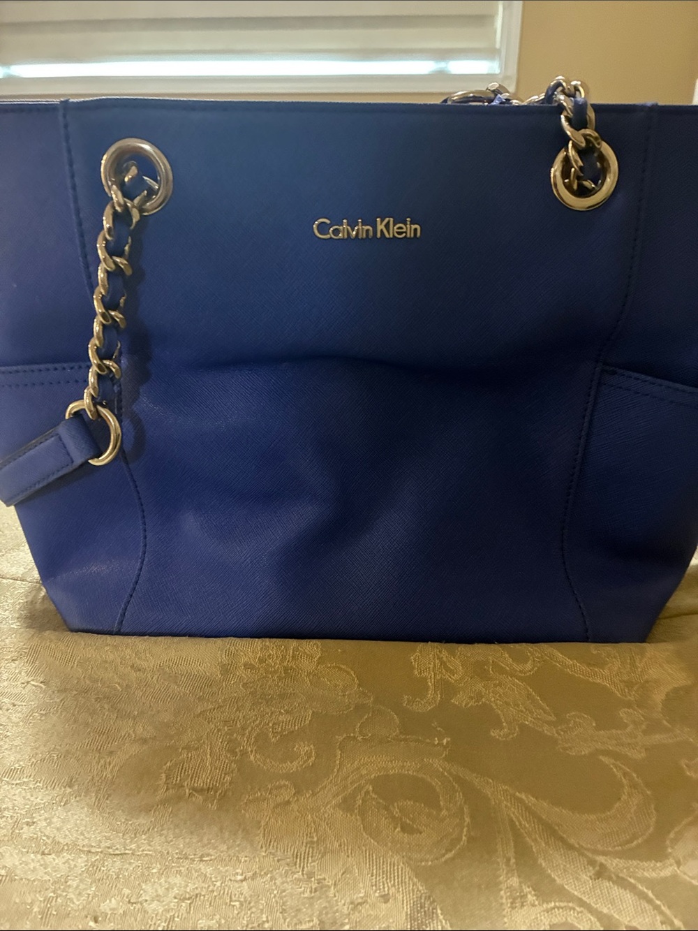 Calvin Klein Cobalt Blue Chain-Accent Tote